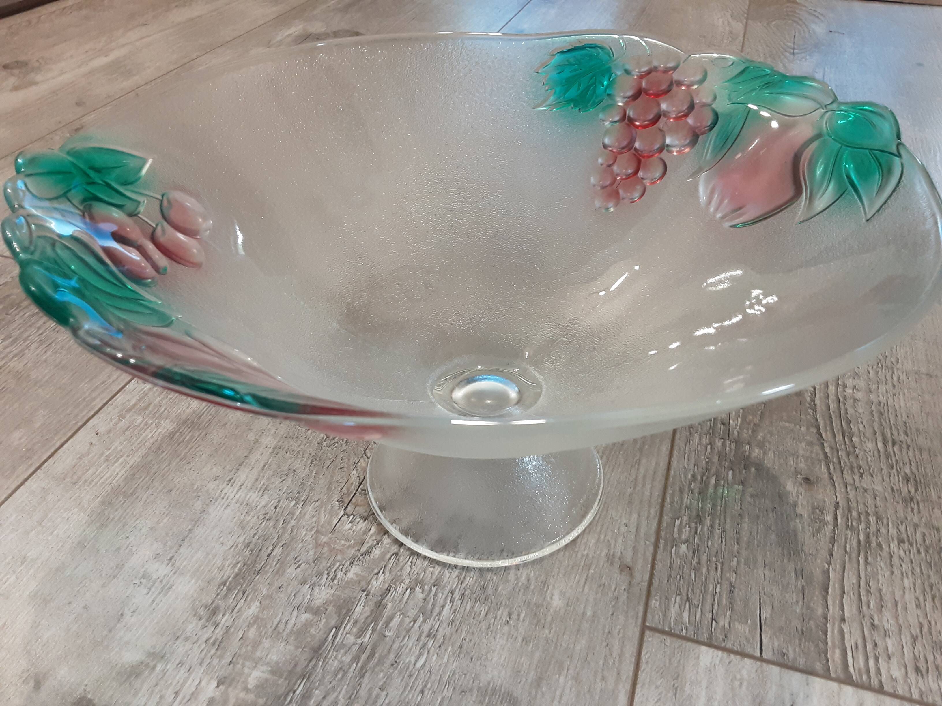 Large salad bowl on crystal foot