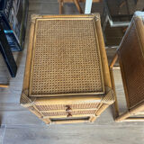 Cane bamboo bedside table