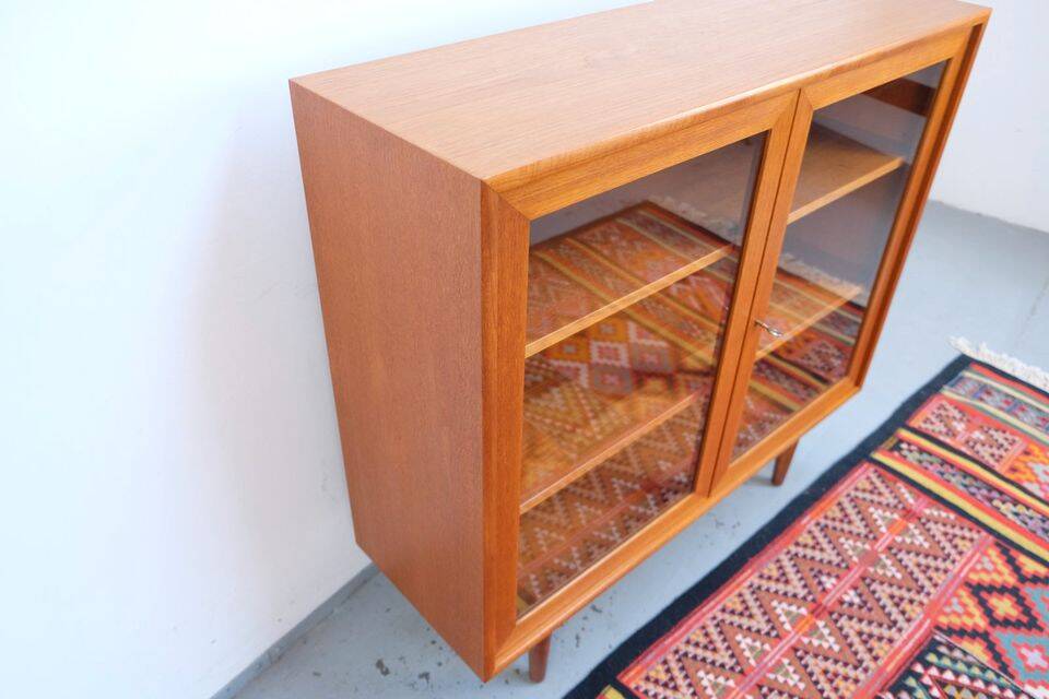 Commode vitrine WK style années 60, en teck, vintage rétro.