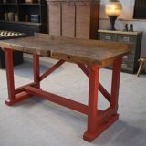 1950's industrial beech workshop workbench