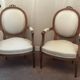 Pair of Louis XVI style medallion armchairs, late 19th / early 20th century.