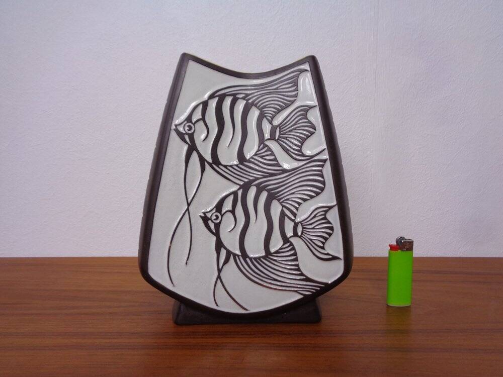 Studio ceramic vase with fishes from Carstens / Goldscheider, 1950s