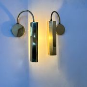 Pair of vintage adjustable wall lights, solid brass, France 1970