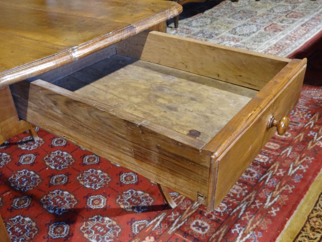 Cherry table, eighteenth century, Louis XV with two drawers