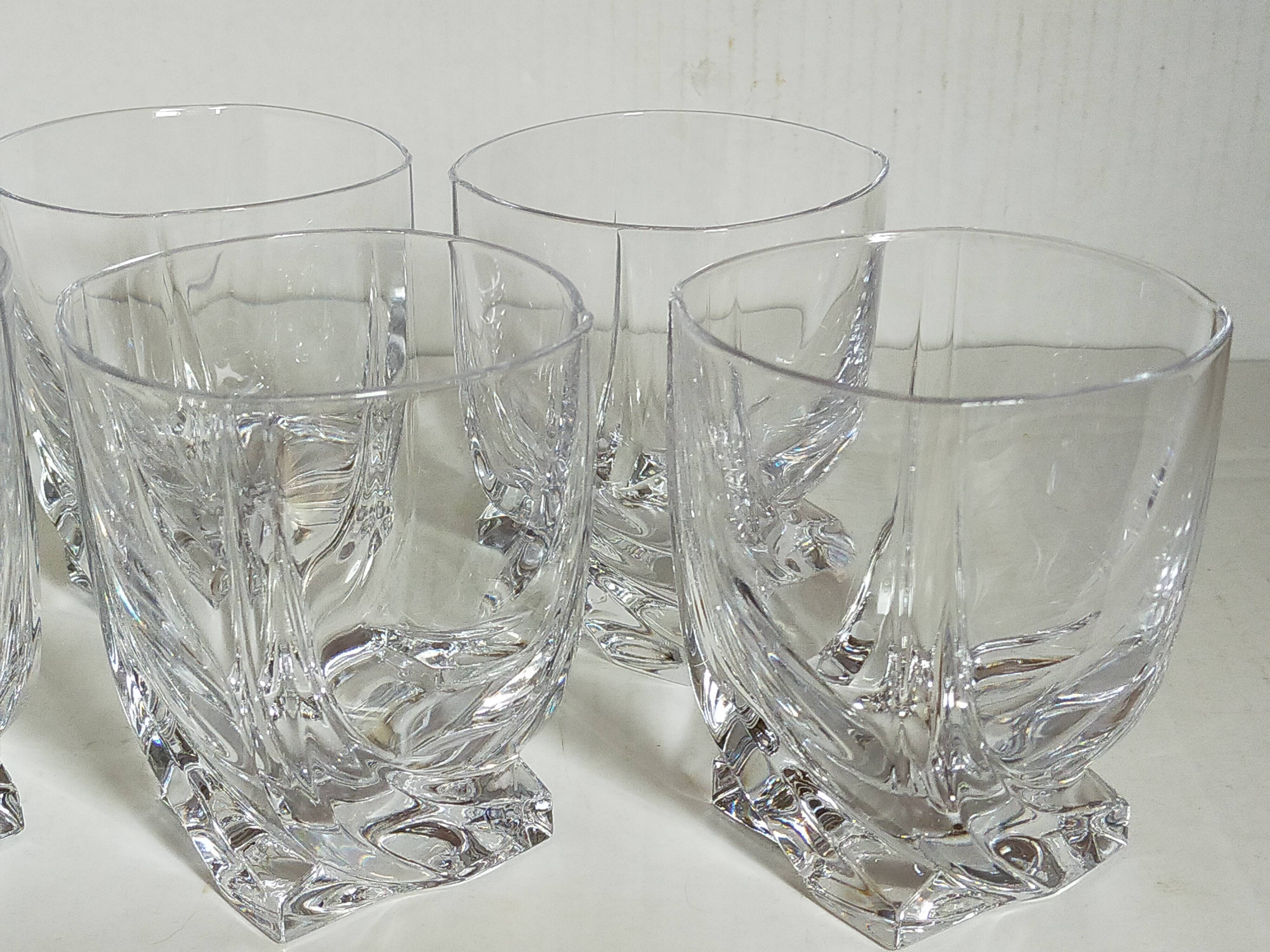 Five vintage crystal whiskey glasses