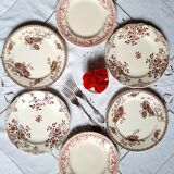 Assiettes plates anciennes dépareillées en faïence terre de fer