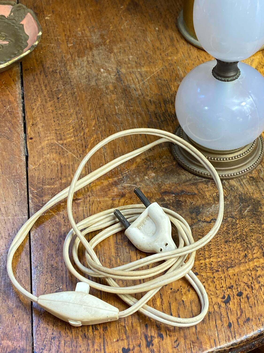 Glass and brass lamp