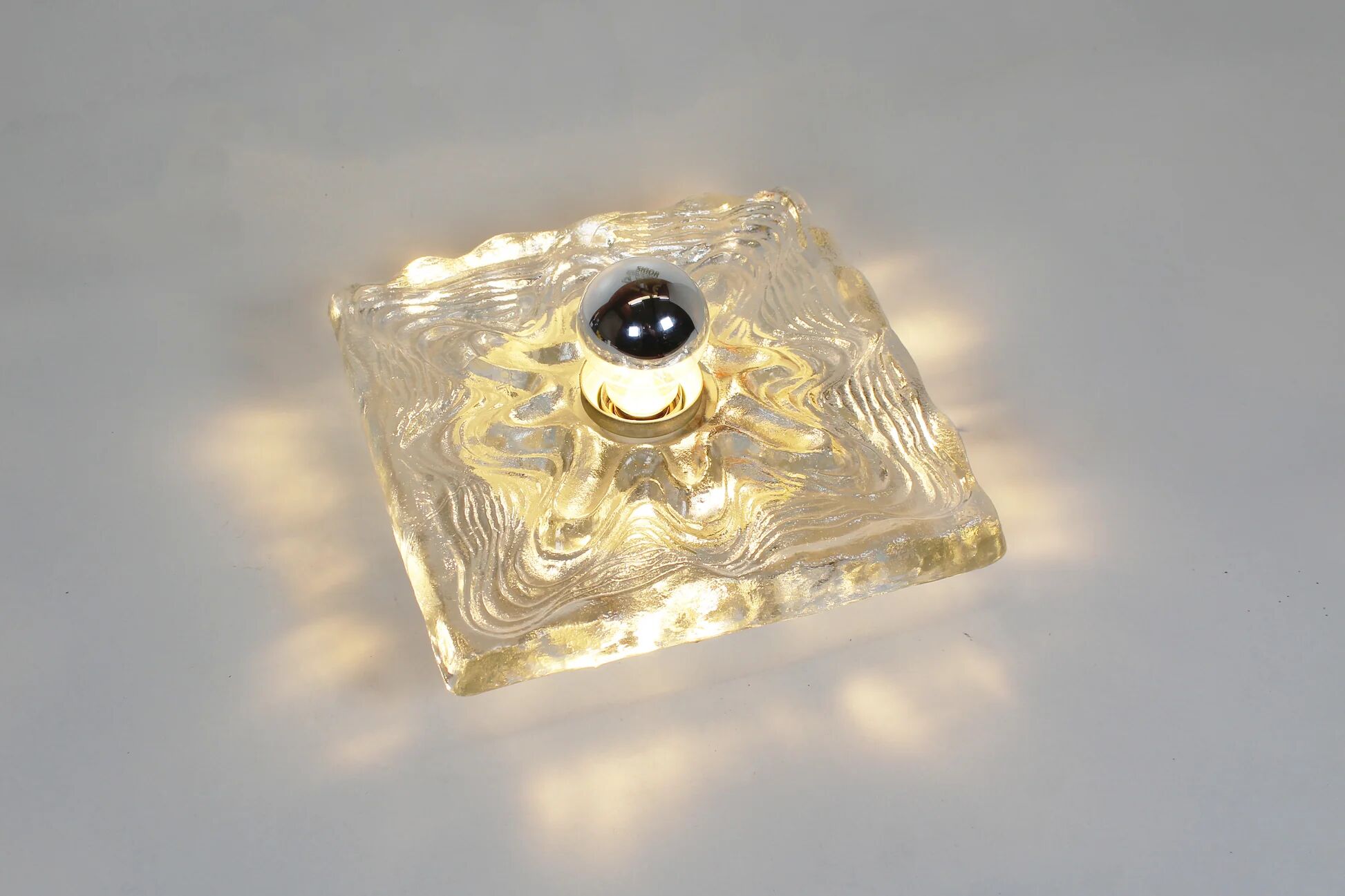 Large 1970s set of 'ice glass' wall lamps by Peill & Putzler