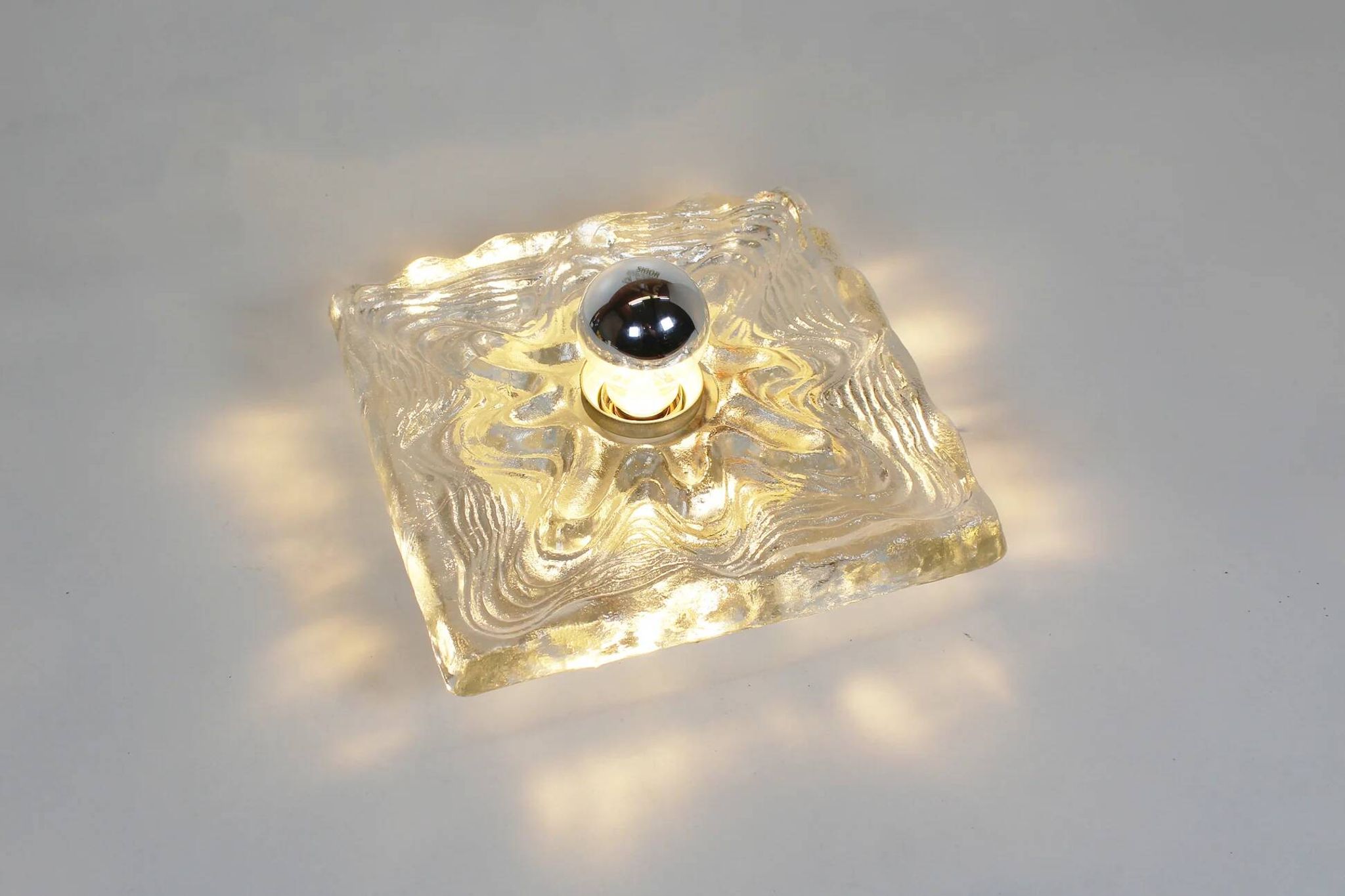 Large 1970s set of 'ice glass' wall lamps by Peill & Putzler