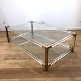 Vintage coffee table in plexiglass and gilded metal, 1970