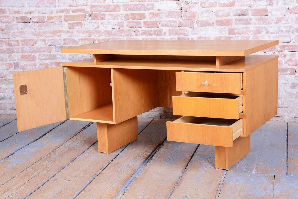Mid-Century Ash Writing Desk, Czechoslovakia, 1960s