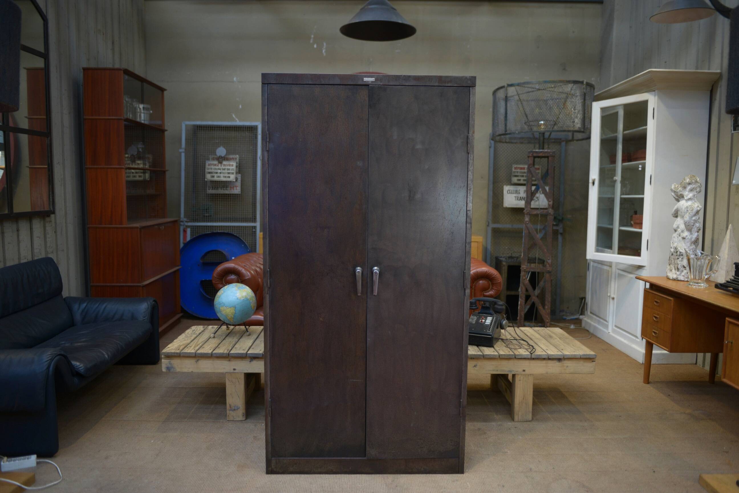 1960s 2-Door Industrial Metal Cabinet