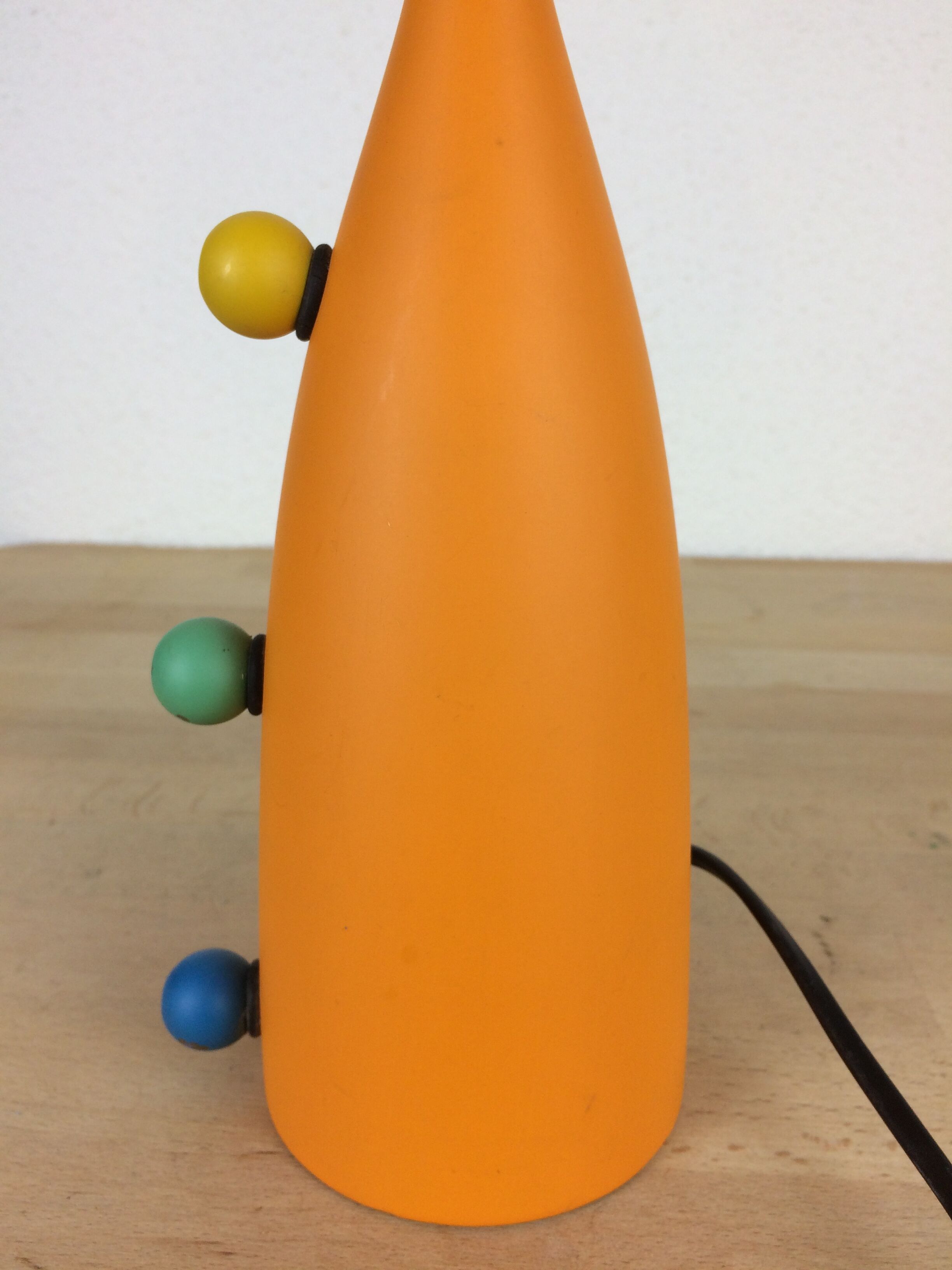 Lamp Olivier Villatte orange wood, 80s