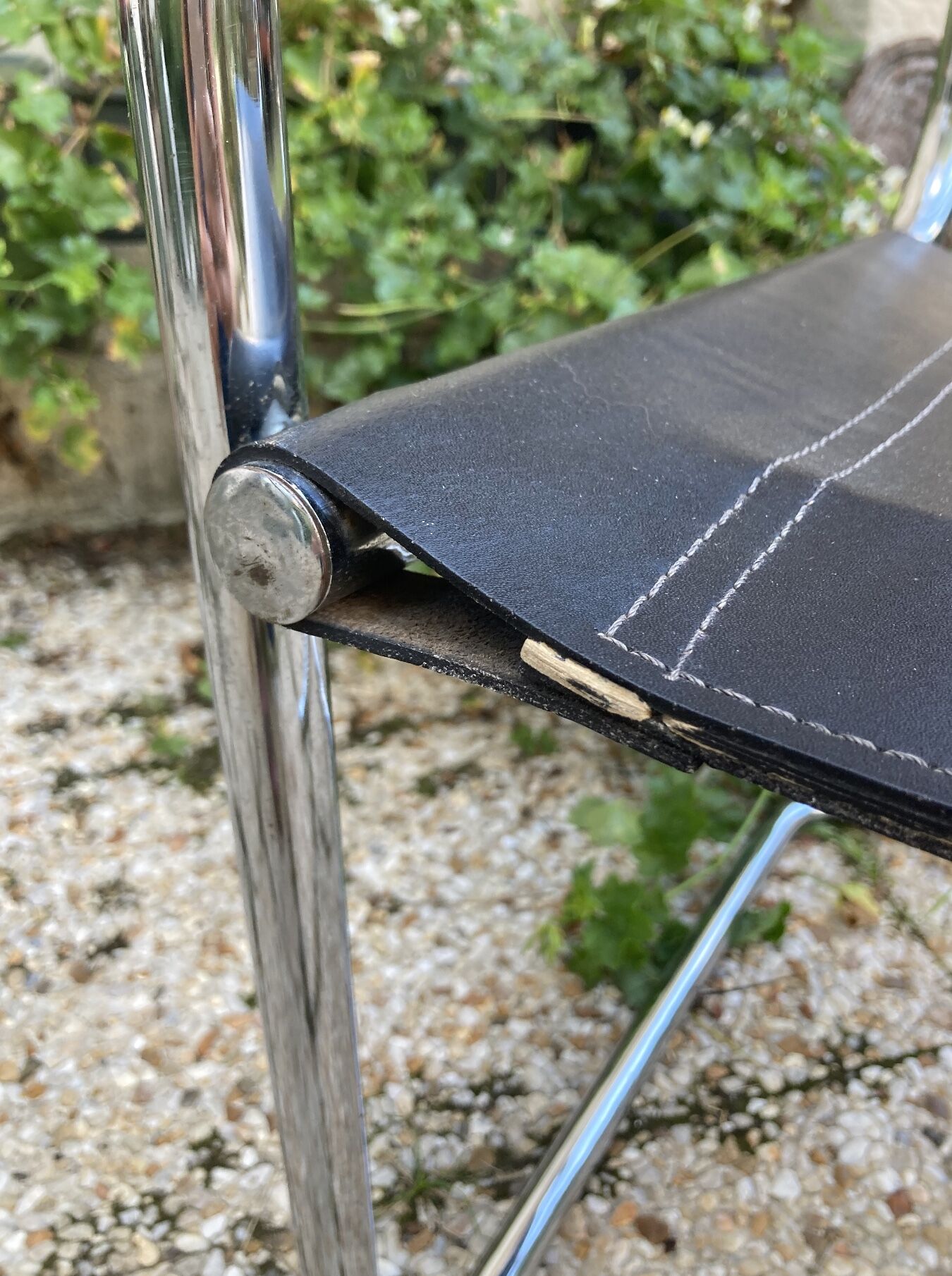 Vintage armchair in black leather