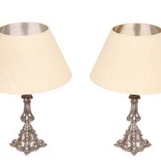Stunning set of Rococo Silver Plated table lamps 1920s
