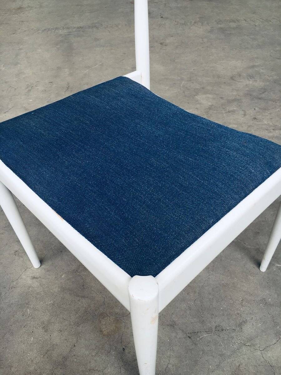 Belgian White Dining Chair, 1970s, Set of 9