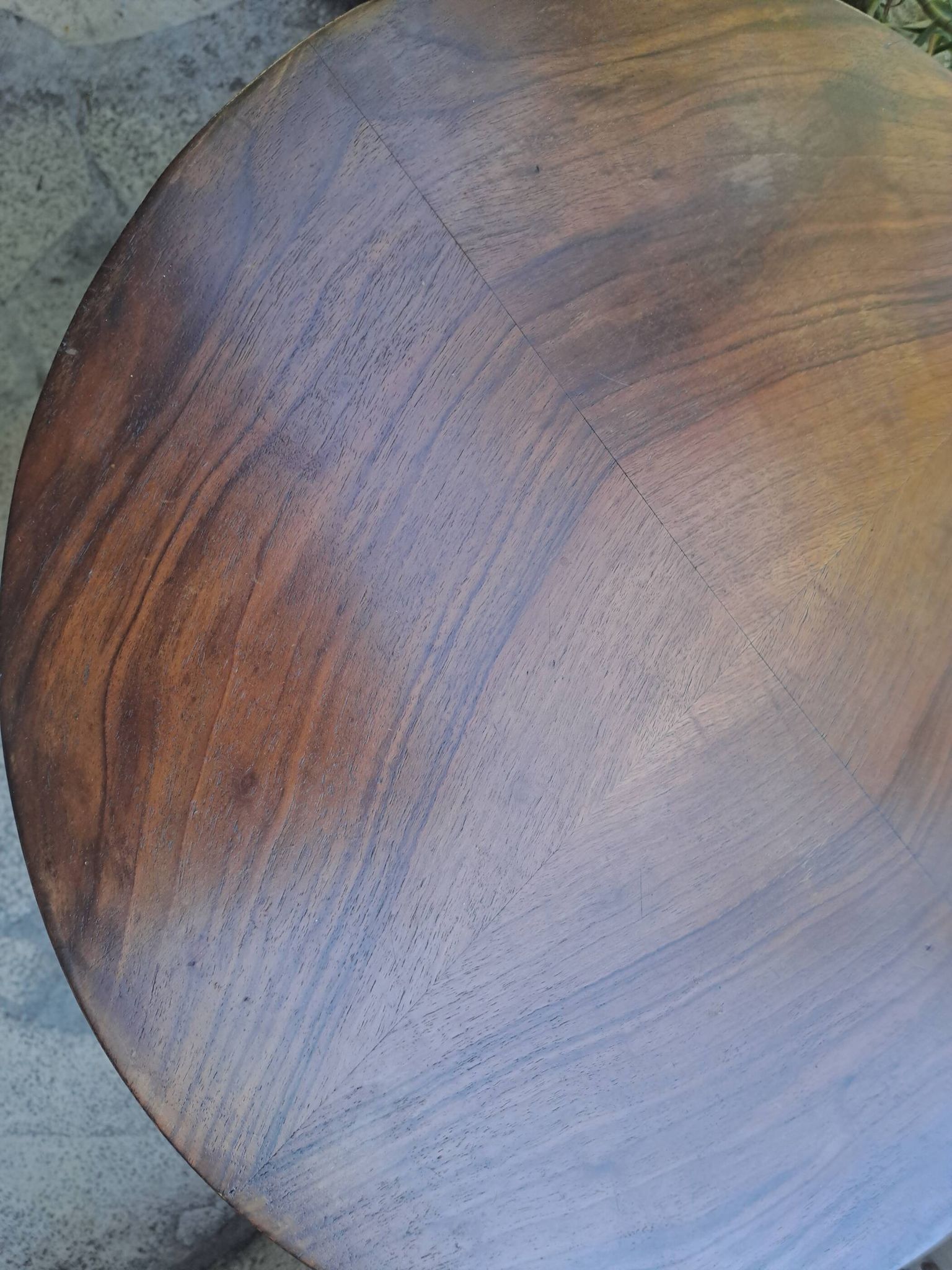 1970s solid wood round coffee table with double top