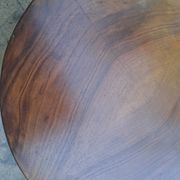 1970s solid wood round coffee table with double top