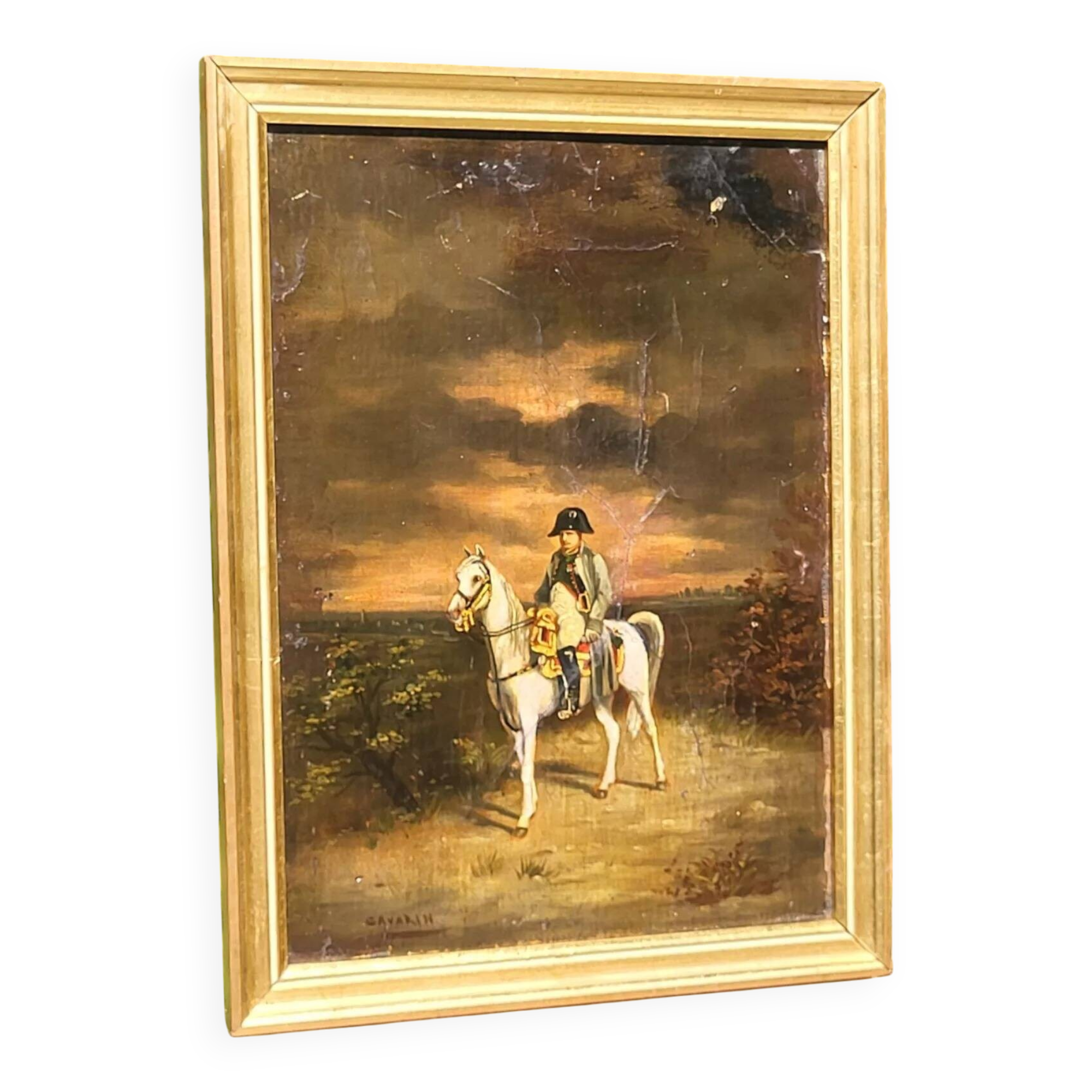 Peinture à l'huile sur toile représentant Napoléon