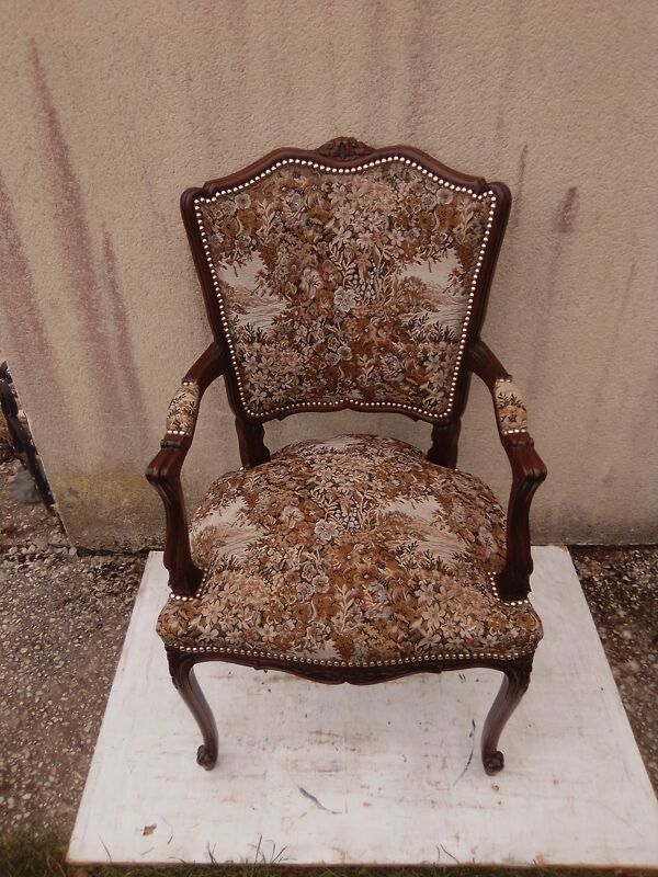 Fauteuil cabriolet avec assise et dossier en tapisserie