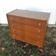 Old chest of drawers 4 drawers wood feet compass 70s vintage scandinavian