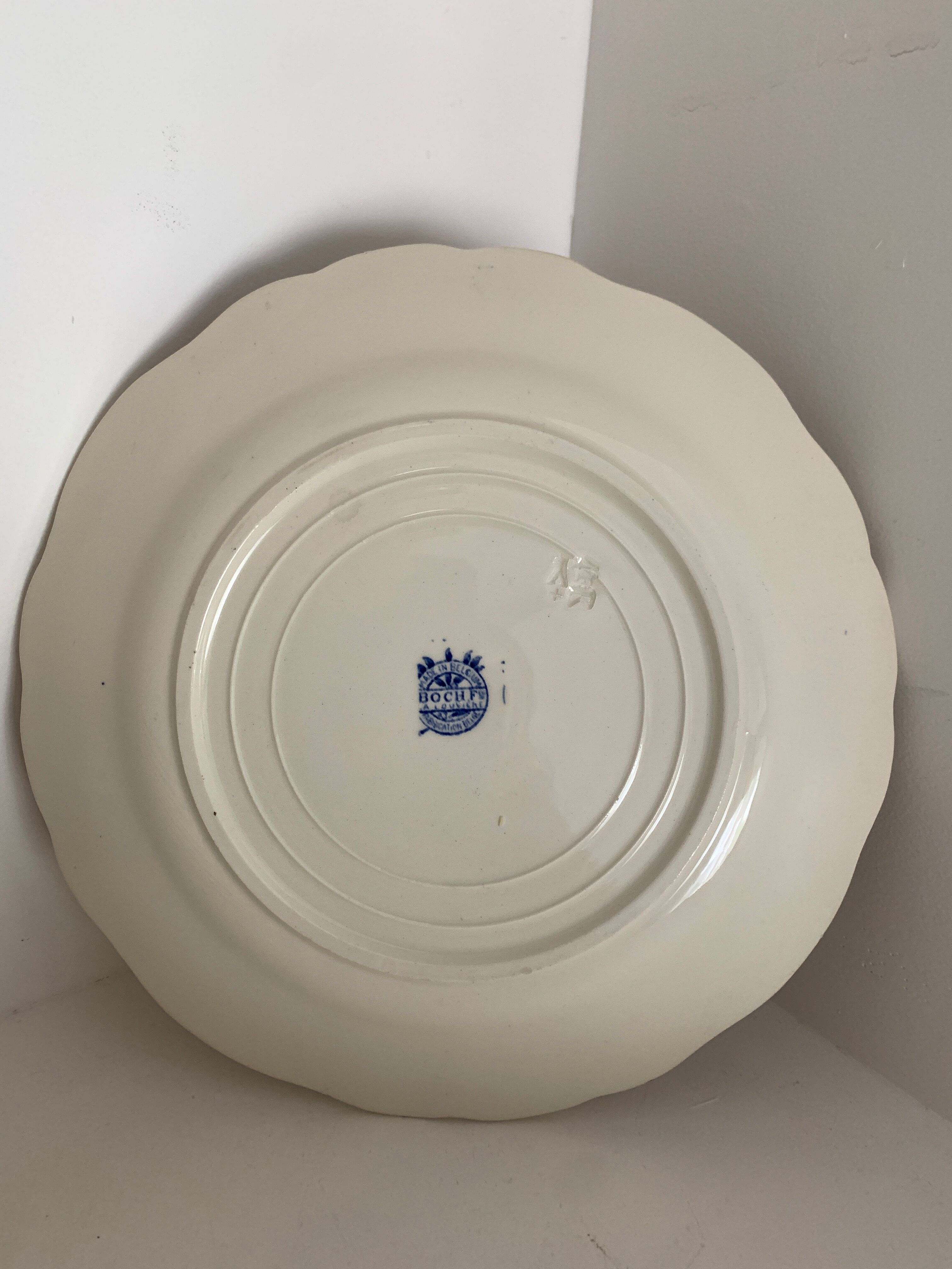 12 art nouveau flat plates from Boch La Louvière, peacock model