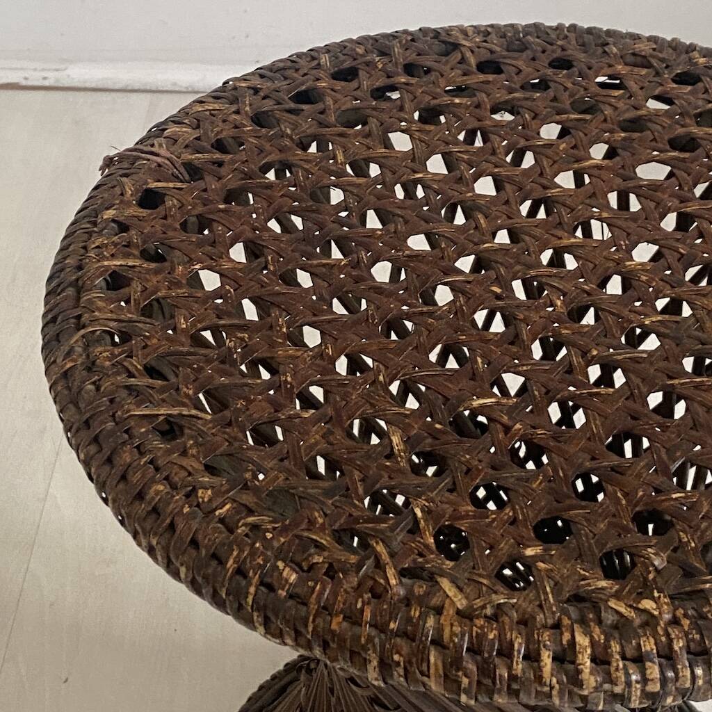 Vintage 1970s rattan tamtam diabolo stool