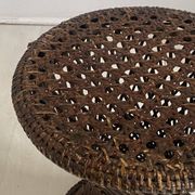 Tabouret tamtam diabolo vintage 1970's en rotin