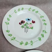 Set of 6 flat plates in ironstone Digoin Sarreguemines – Poupette model – Vintage