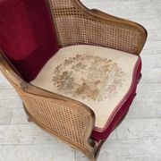 1950s, Danish armchair, furniture velour, ash wood,, mesh.