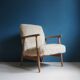 Vintage Armchair Mid-Century Beige Faux Fur Restored