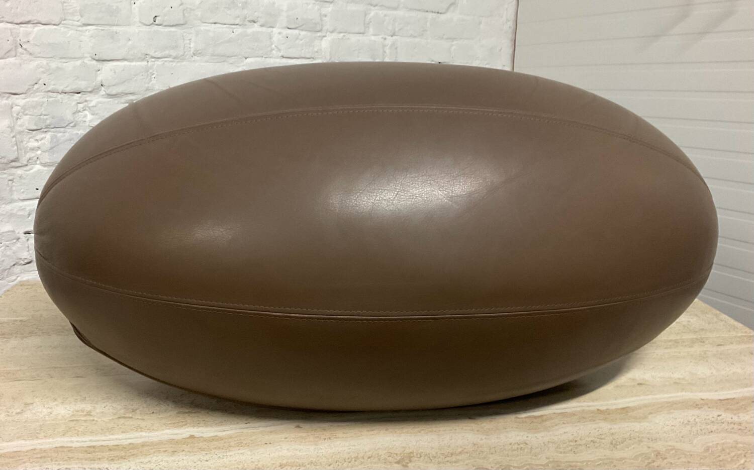 Pouf design by Antonio Pinto for Durlet leather rugby ball