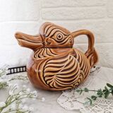 Pichet canard en barbotine Sarreguemines vintage