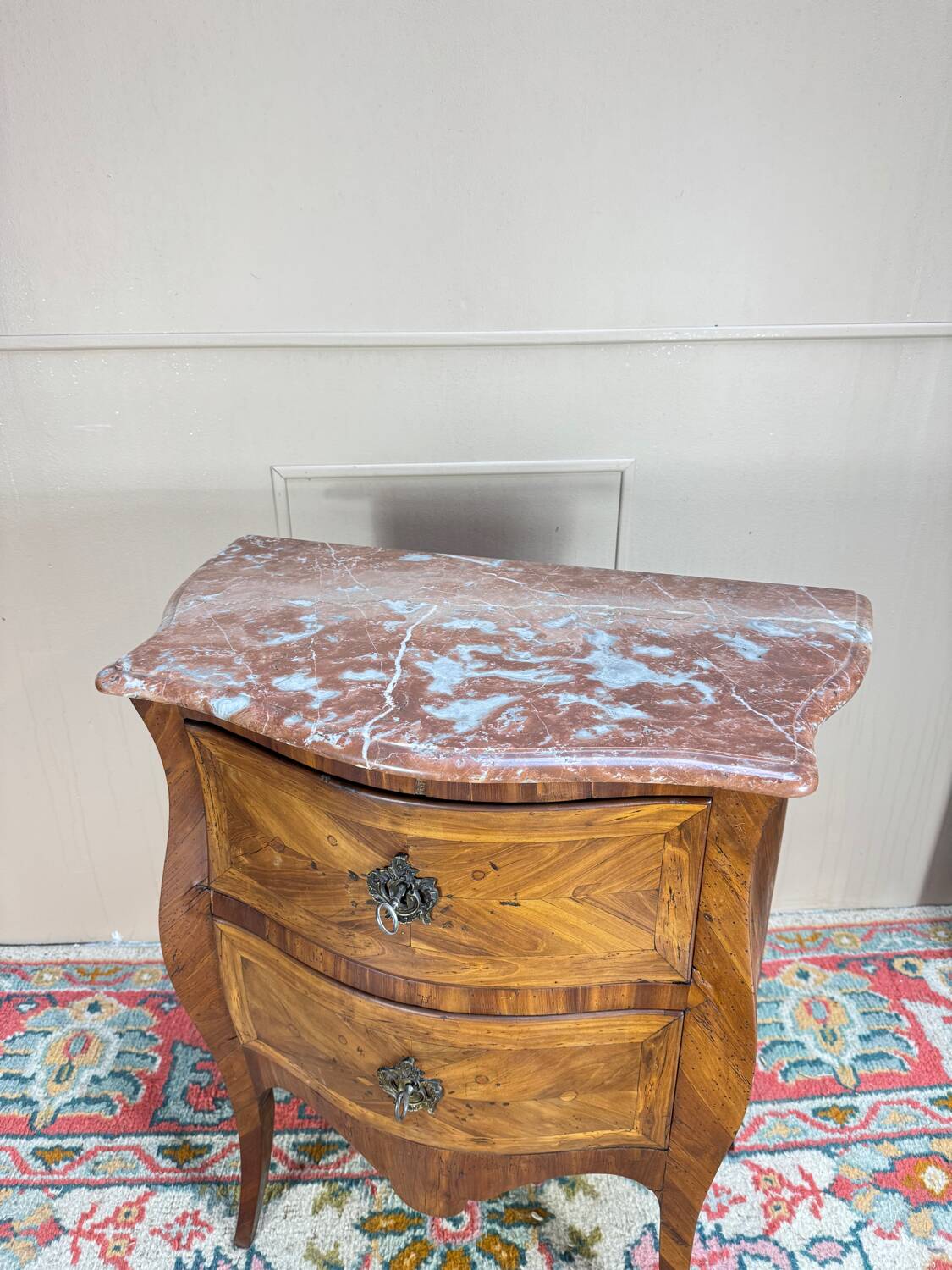 Louis XV Period 18th Century Curved Marquetry Chest of Drawers