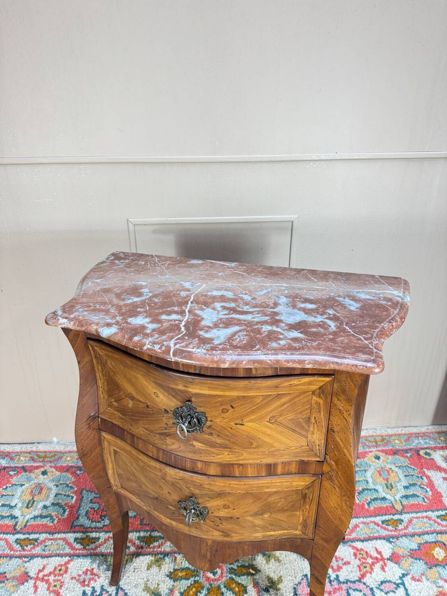 Louis XV Period 18th Century Curved Marquetry Chest of Drawers