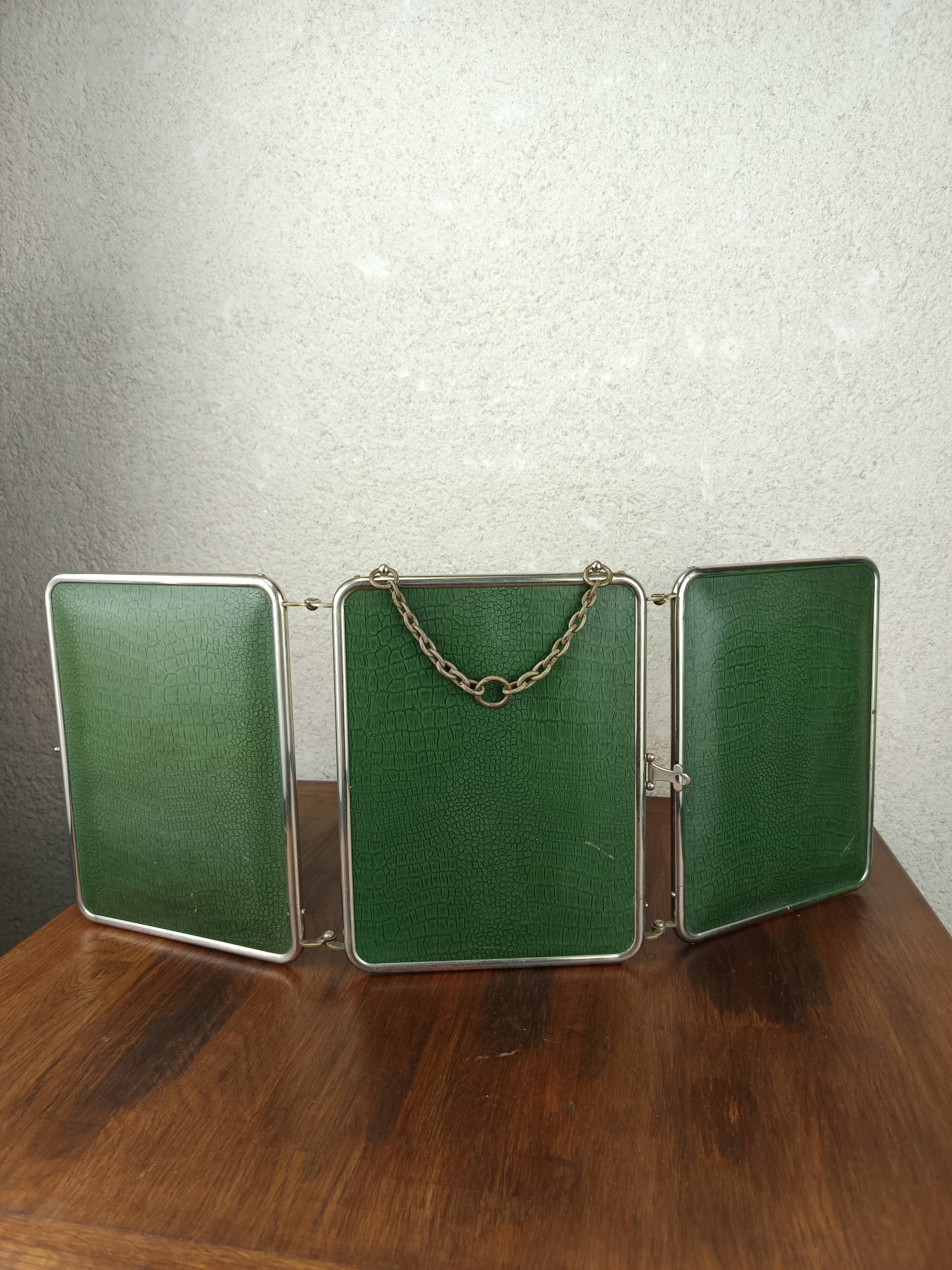 Miroir triptyque vert vintage