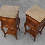 Pair Louis XV‑Style Nightstands with Marble Tops, France ca. 1900