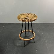 Tabourets de bar en rotin et bambou néerlandais des années 1950 par Rohé Noordwolde.