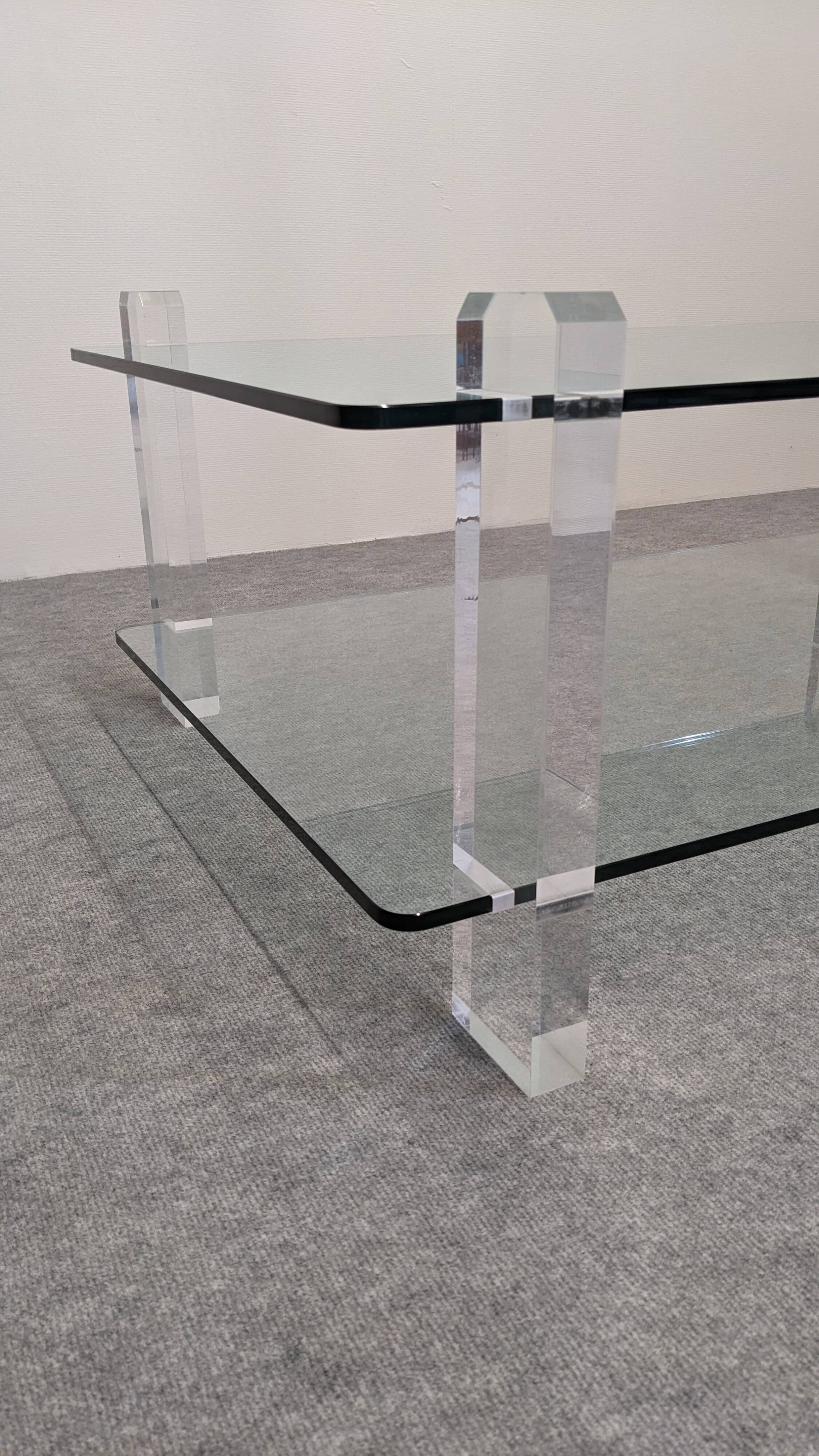 Glass and Lucite coffee table by Karl Springer, USA circa 1980