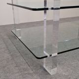 Table basse en verre et lucite de Karl Springer, USA vers 1980