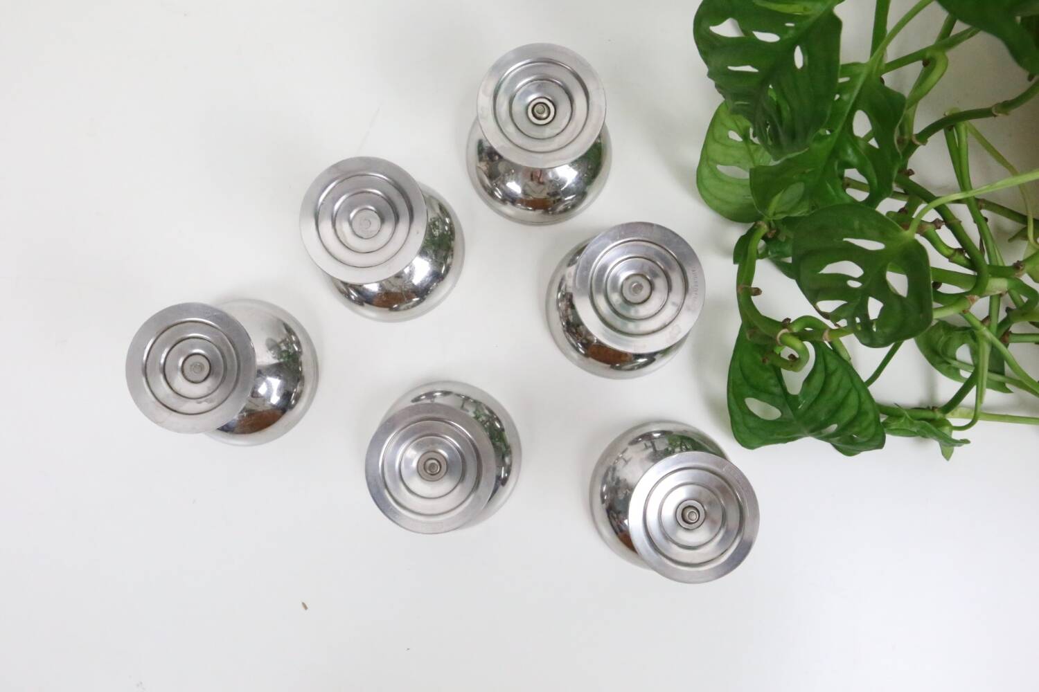 Set of 6 stainless steel bowls by Letang-Remy, vintage French, 1970s