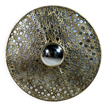 Sun mirror in gold metal Diam 100 cm