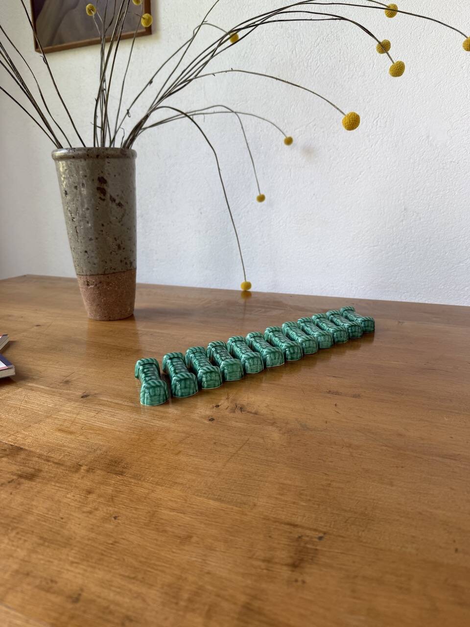 Vallauris green ceramic knife holder