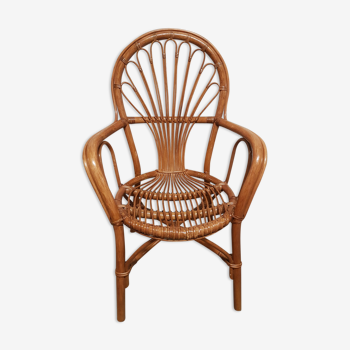 Armchair with armrests in the 1960s vintage rattan