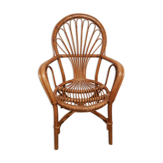 Armchair with armrests in the 1960s vintage rattan