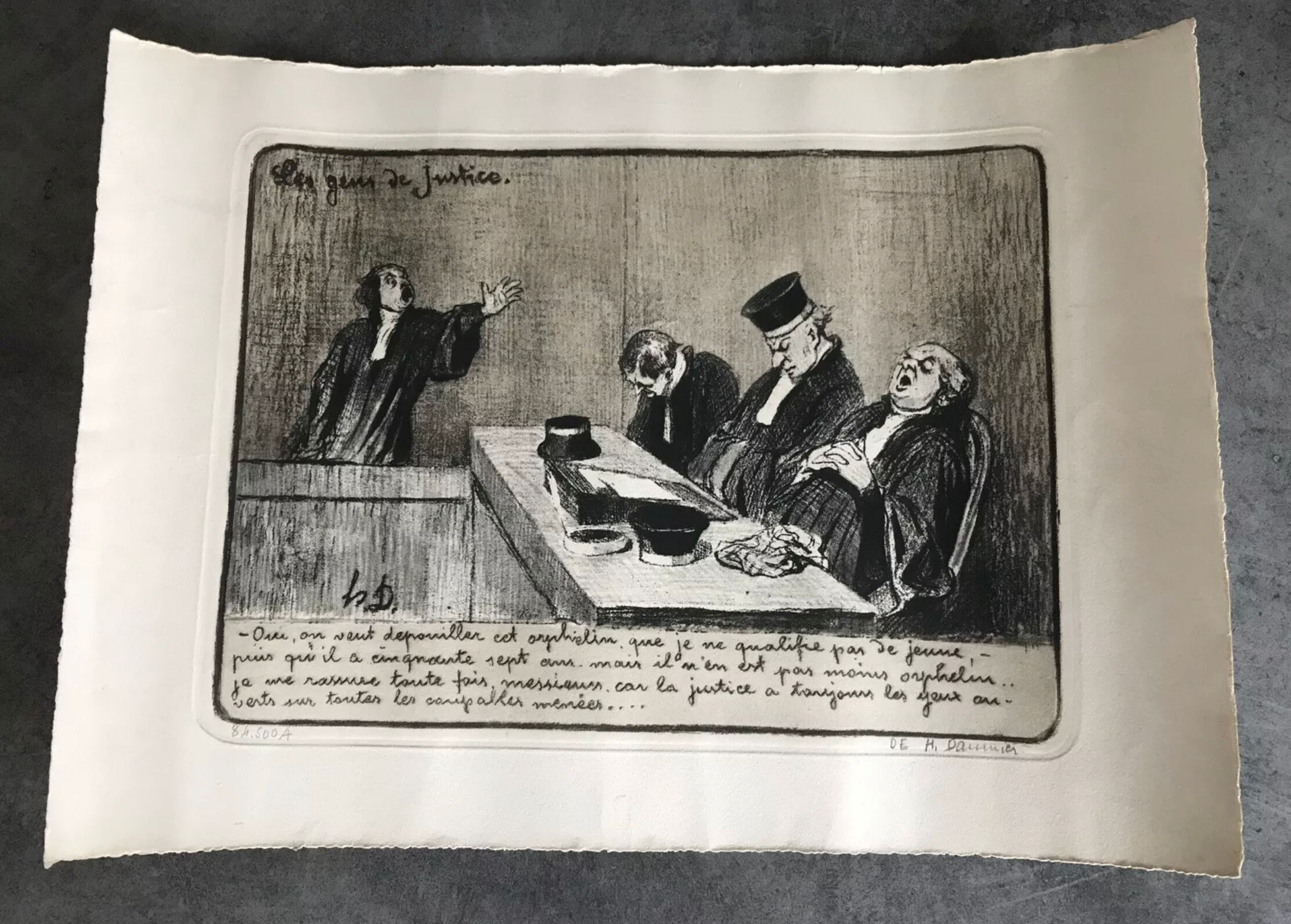 Ancient lithograph by honoré daumier h.d.  "the people of justice" n°84/500