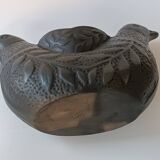 Zoomorphic vase with double birds in black clay from Marginea, Romania.