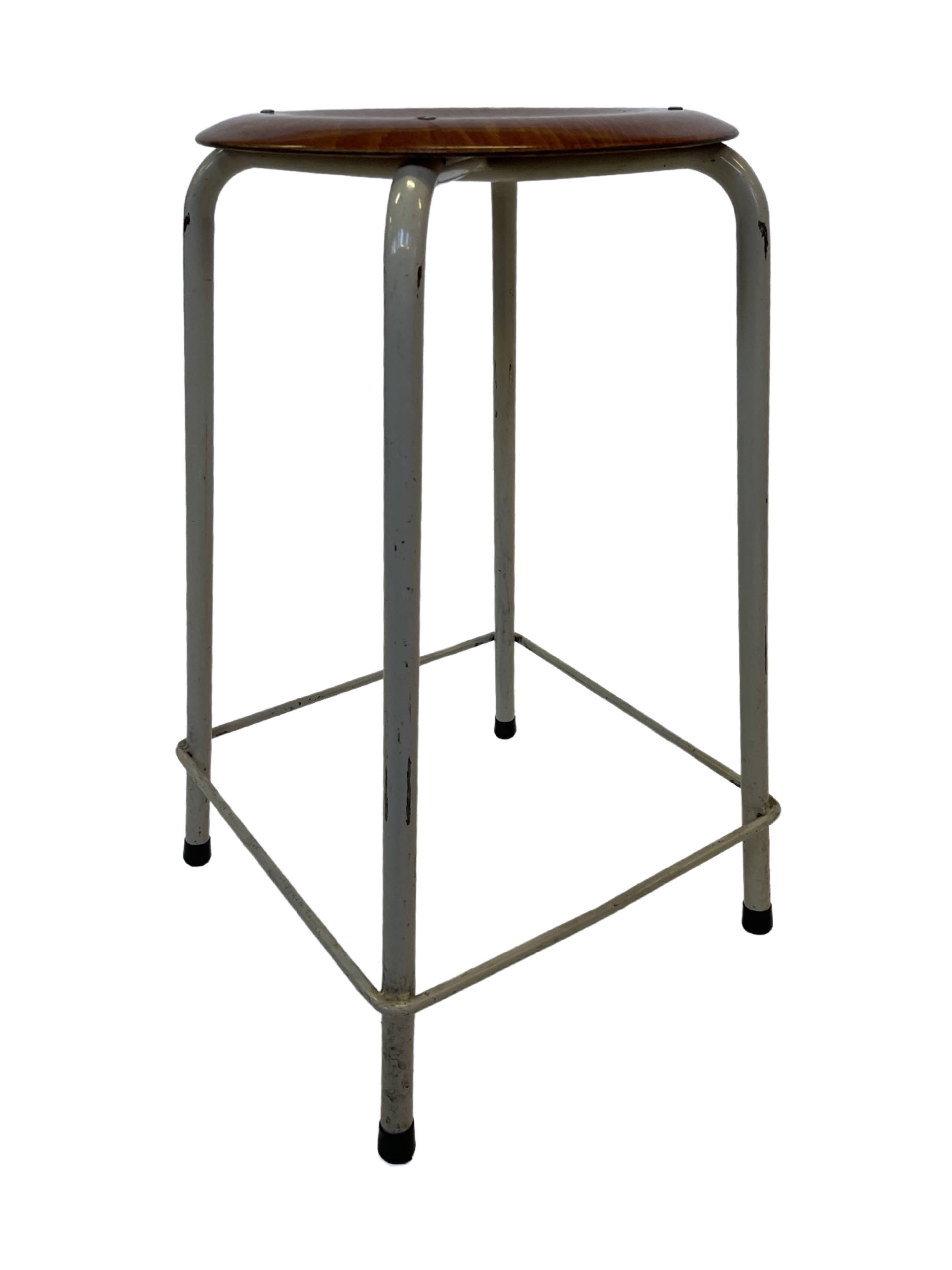 Vintage school stool, 1970s industrial design, Dutch minimalist