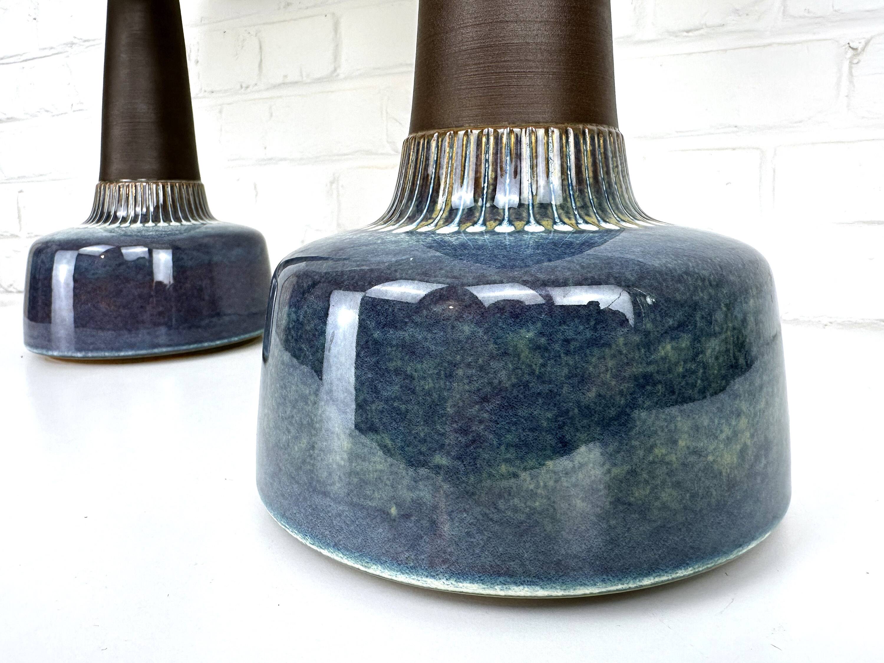 Pair of large blue table lamps Søholm Einar Johansen Denmark 1960s