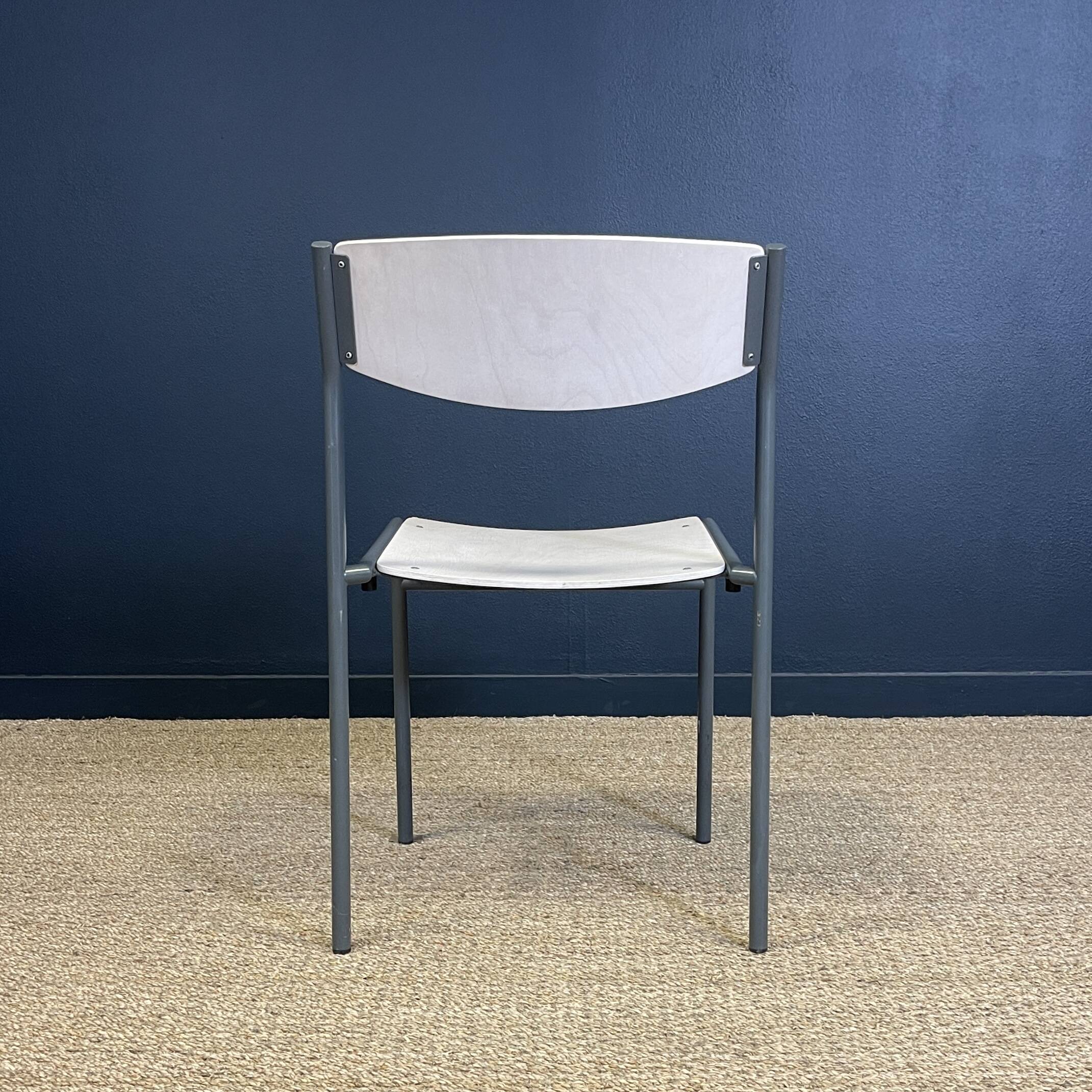 Pair of gijs van der sluis chairs white wood grey legs netherlands 1970s